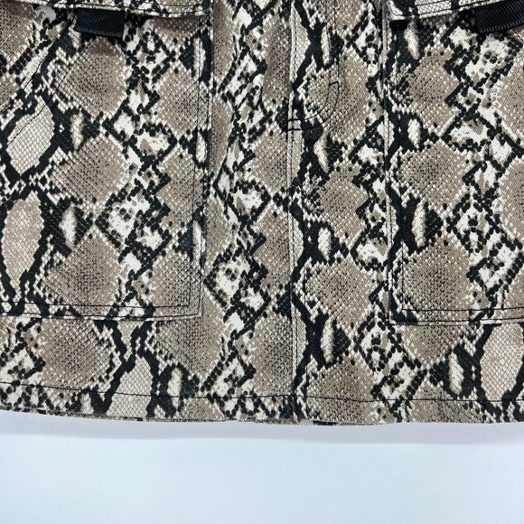 Topshop Skirt Snake Print Denim Mini Utility Pocket Brown Black - Picture 7 of 12